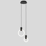 Halo Round Multi Light Pendant - Silk Black Canopy / Black Anodized