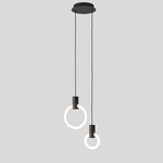 Halo Round Multi Light Pendant - Silk Black Canopy / Black Chrome