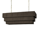 Everly Linear Pendant - Antique Brass / Espresso Abaca