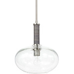 Bronson Wide Glass Pendant - Pewter / Clear