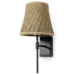Augustine Outdoor Torchiere Wall Sconce - Charcoal / Seagrass Wicker
