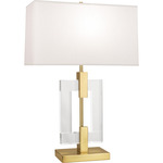 Lincoln Table Lamp - Modern Brass / Pearl Dupioni
