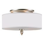 Luxo Ceiling Flush Light - Satin Nickel / White