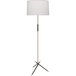 Thatcher Floor Lamp - Modern Brass / Matte Black / Oyster Linen