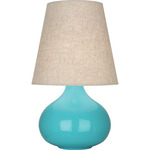 June Table Lamp - Egg Blue / Buff Linen