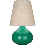 June Table Lamp - Emerald Green / Buff Linen