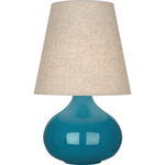 June Table Lamp - Peacock / Buff Linen