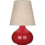 June Table Lamp - Ruby Red / Buff Linen