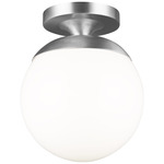 Leo Semi Flush Ceiling Light - Satin Aluminum / White