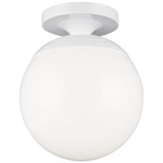 Leo Semi Flush Ceiling Light - White / White