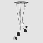Half 5-Light Pendant - Matte Black / Satin Opal