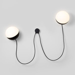 Half 2-Light Wall Sconce - Matte Black / Satin Opal