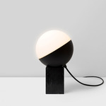 Half Table Lamp with Square Base - Black Marble / Matte Black