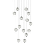 Bubble Ball LED Linear Multi Light Pendant Clear - Overstock - Satin Nickel / Clear