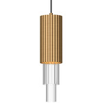 Bordeaux Pendant - Aged Gold / Clear Ribbed