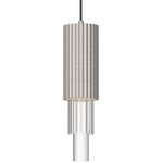 Bordeaux Pendant - Brushed Nickel / Clear Ribbed