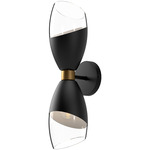 Capri Double Wall Sconce - Matte Black / Clear