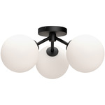 Cassia Semi Flush Ceiling Light - Matte Black / Opal Matte