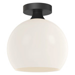 Castilla Semi Flush Ceiling Light - Matte Black / Opal Matte