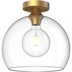 Castilla Semi Flush Ceiling Light - Aged Gold / Clear