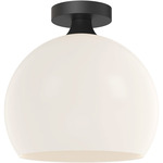 Castilla Semi Flush Ceiling Light - Matte Black / Opal Matte