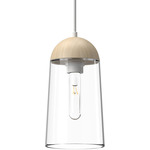 Emil Pendant - White / White Oak / Clear