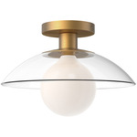 Francesca Semi Flush Ceiling Light - Aged Gold / Clear