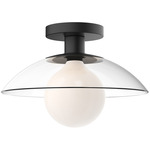 Francesca Semi Flush Ceiling Light - Matte Black / Clear