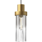 Kent Pendant - Brushed Gold / Clear Ribbed