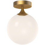 Nouveau Semi Flush Ceiling Light - Aged Gold / Opal Matte