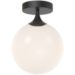 Nouveau Semi Flush Ceiling Light - Matte Black / Opal Matte