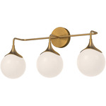 Nouveau Bathroom Vanity Light - Aged Gold / Opal Matte