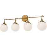 Nouveau Bathroom Vanity Light - Aged Gold / Opal Matte