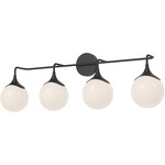 Nouveau Bathroom Vanity Light - Matte Black / Opal Matte