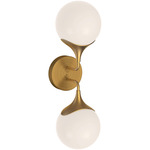 Nouveau Double Wall Sconce - Aged Gold / Opal Matte