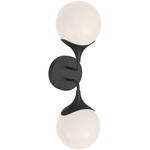 Nouveau Double Wall Sconce - Matte Black / Opal Matte