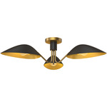 Oscar Semi Flush Ceiling Light - Aged Gold / Matte Black