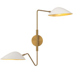 Oscar Double Wall Sconce - Aged Gold / White