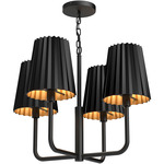 Plisse Chandelier - Matte Black / Matte Black