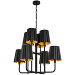 Plisse Chandelier - Matte Black / Matte Black