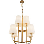 Plisse Chandelier - Aged Gold / Opal Matte