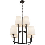 Plisse Chandelier - Matte Black / Opal Matte