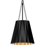 Plisse Tapered Pendant - Matte Black / Matte Black