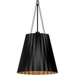 Plisse Tapered Pendant - Matte Black / Matte Black