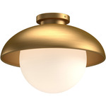 Rubio Semi Flush Ceiling Light - Aged Gold / Opal Matte