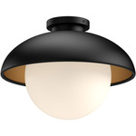 Rubio Semi Flush Ceiling Light - Matte Black / Opal Matte