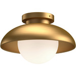 Rubio Semi Flush Ceiling Light - Aged Gold / Opal Matte