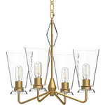 Salem Chandelier - Brushed Gold / Clear