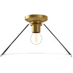 Salem Semi Flush Ceiling Light - Brushed Gold / Clear