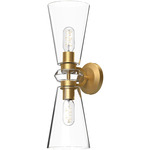 Salem Double Wall Sconce - Brushed Gold / Clear